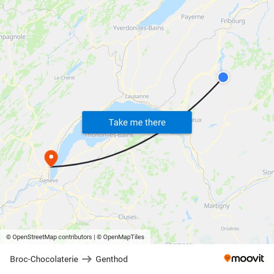 Broc-Chocolaterie to Genthod map