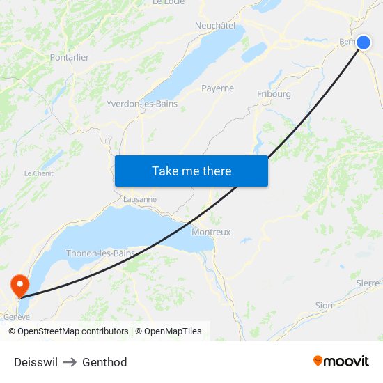 Deisswil to Genthod map