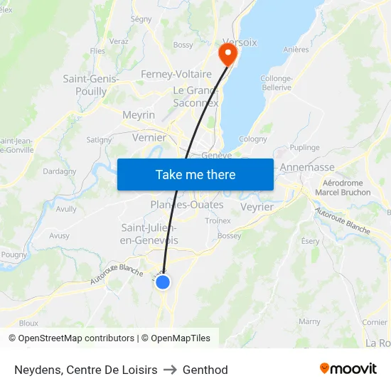 Neydens, Centre De Loisirs to Genthod map