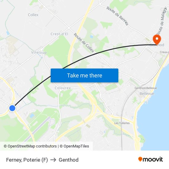 Ferney, Poterie (F) to Genthod map