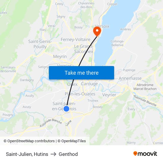 Saint-Julien, Hutins to Genthod map