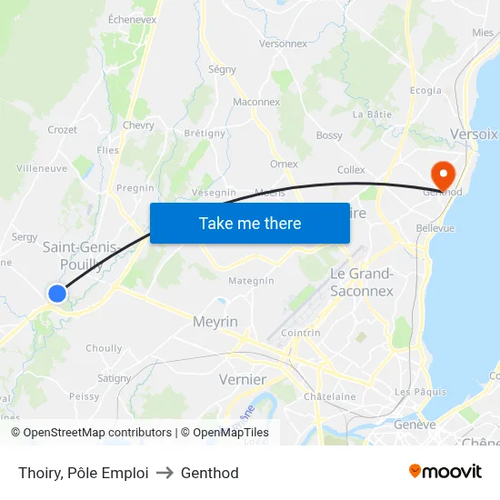 Thoiry, Pôle Emploi to Genthod map