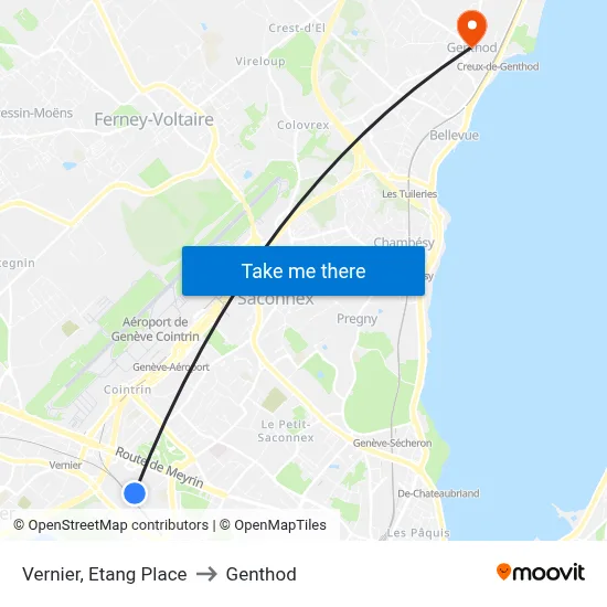 Vernier, Etang Place to Genthod map