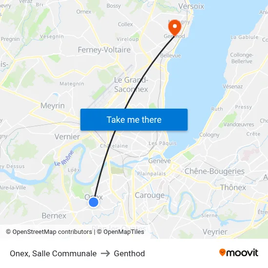 Onex, Salle Communale to Genthod map