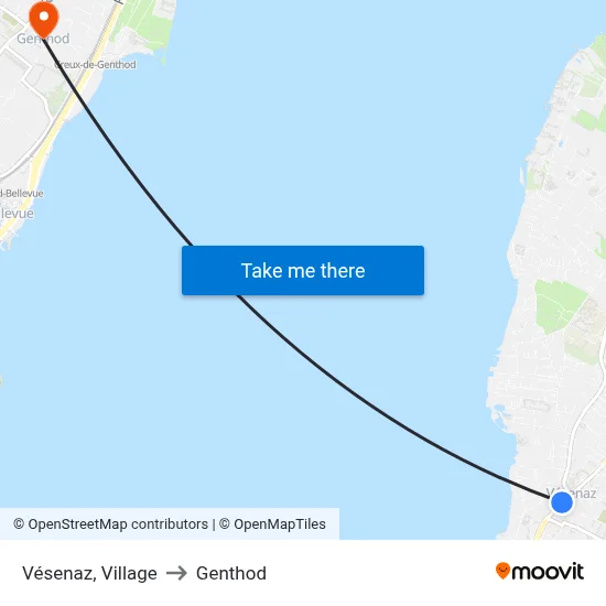 Vésenaz, Village to Genthod map