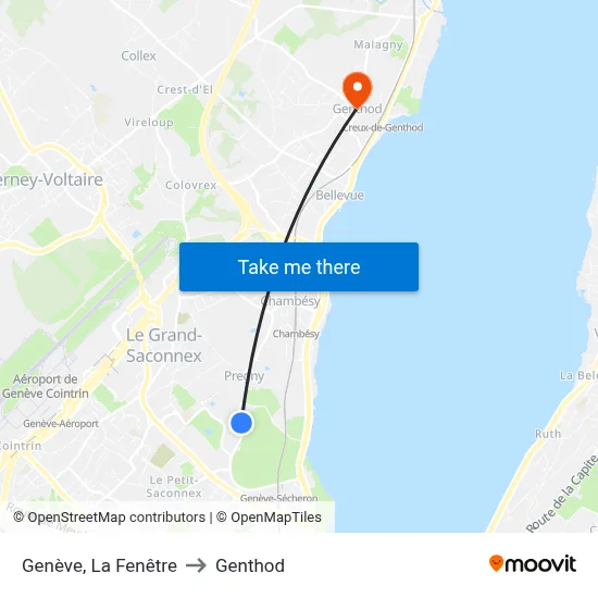 Genève, La Fenêtre to Genthod map
