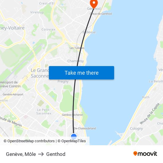 Genève, Môle to Genthod map