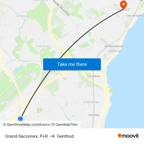 Grand-Saconnex, P+R to Genthod map