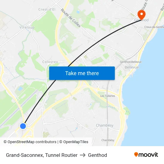 Grand-Saconnex, Tunnel Routier to Genthod map