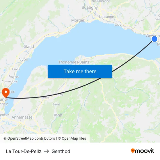 La Tour-De-Peilz to Genthod map