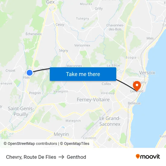Chevry, Route De Flies to Genthod map