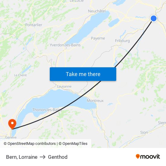 Bern, Lorraine to Genthod map