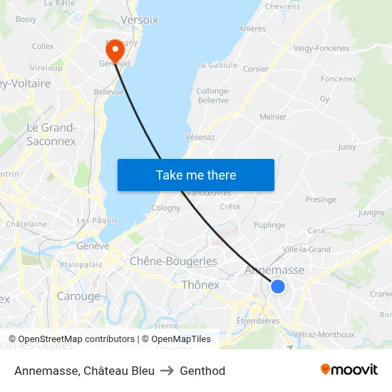 Annemasse, Château Bleu to Genthod map