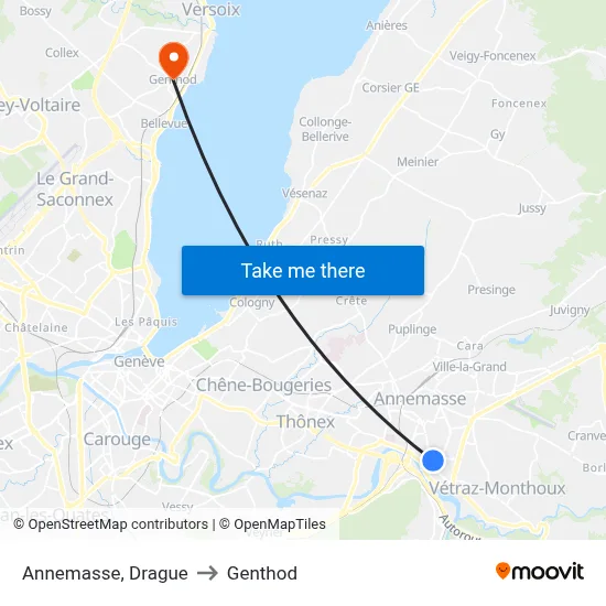 Annemasse, Drague to Genthod map