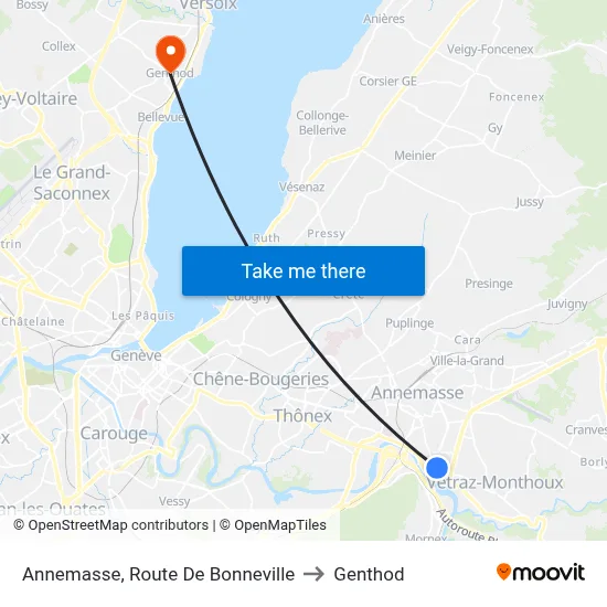 Annemasse, Route De Bonneville to Genthod map