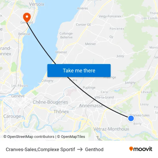 Cranves-Sales,Complexe Sportif to Genthod map