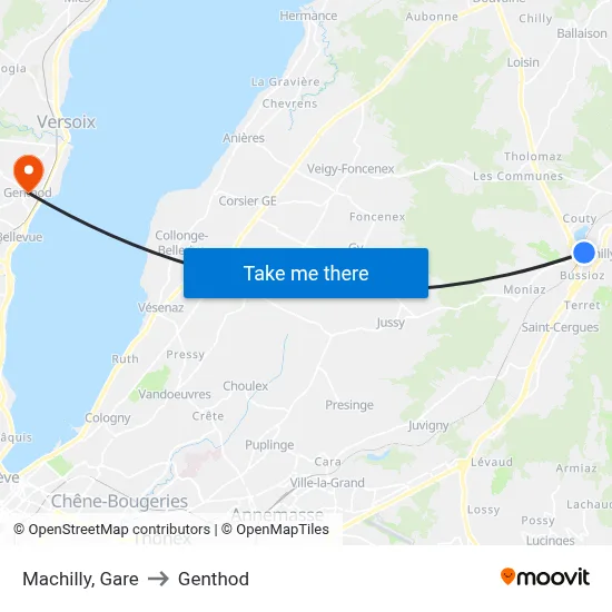 Machilly, Gare to Genthod map