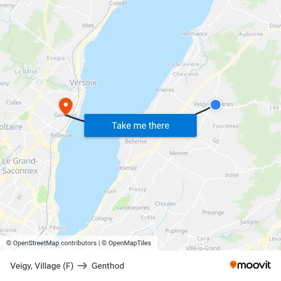 Veigy, Village (F) to Genthod map