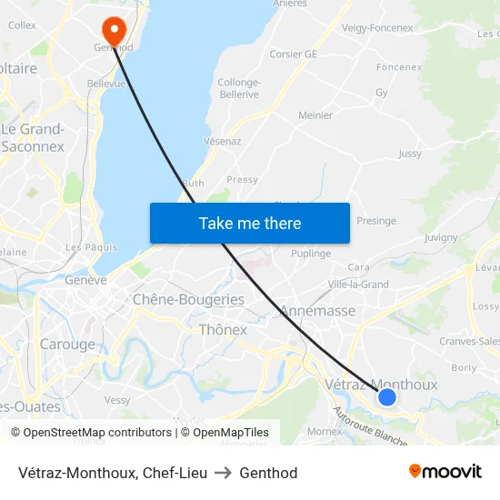 Vétraz-Monthoux, Chef-Lieu to Genthod map
