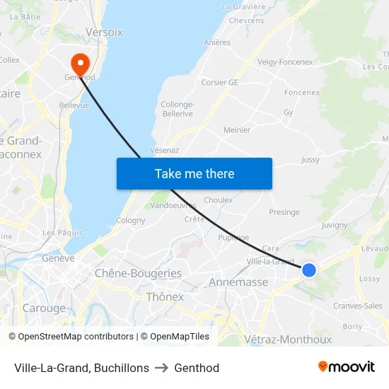Ville-La-Grand, Buchillons to Genthod map