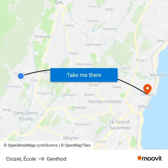 Crozet, École to Genthod map
