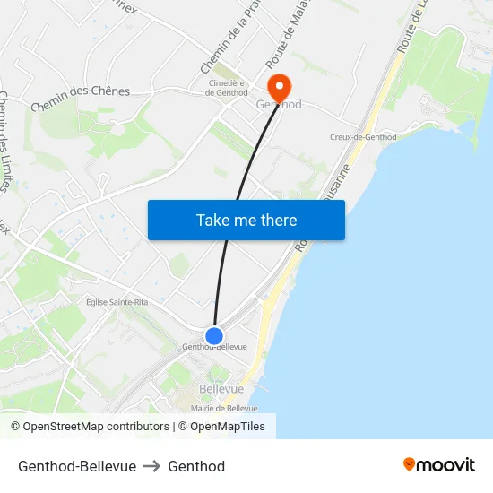 Genthod-Bellevue to Genthod map