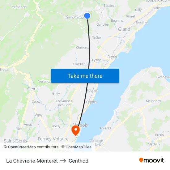 La Chèvrerie-Monterêt to Genthod map