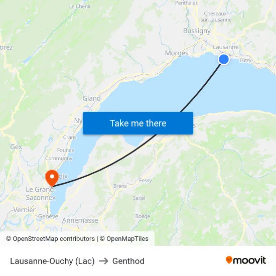 Lausanne-Ouchy (Lac) to Genthod map