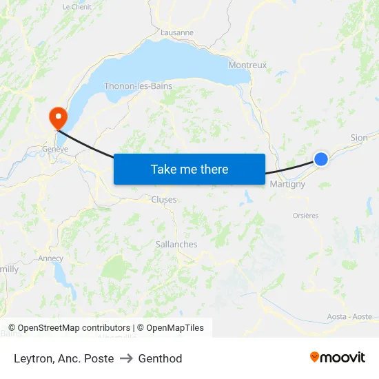 Leytron, Anc. Poste to Genthod map