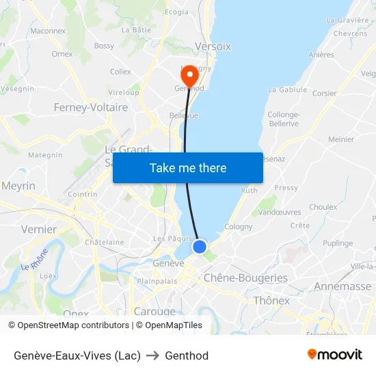 Genève-Eaux-Vives (Lac) to Genthod map