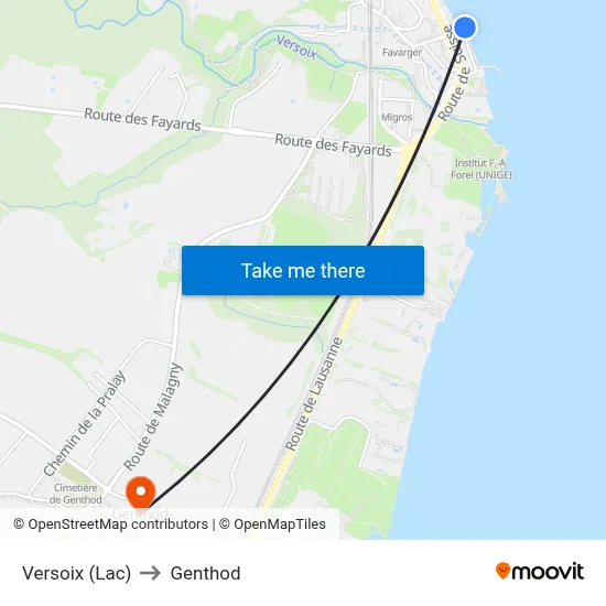 Versoix (Lac) to Genthod map
