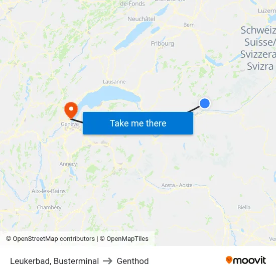 Leukerbad, Busterminal to Genthod map