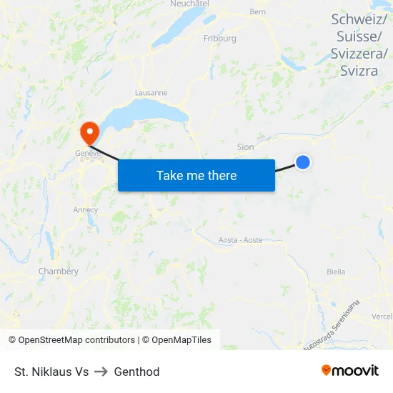 St. Niklaus Vs to Genthod map