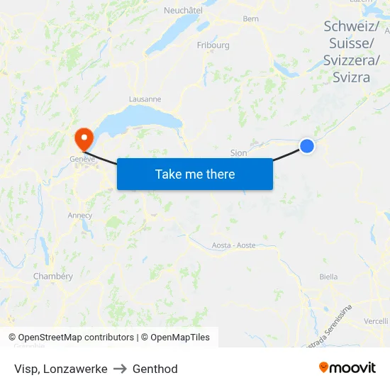 Visp, Lonzawerke to Genthod map