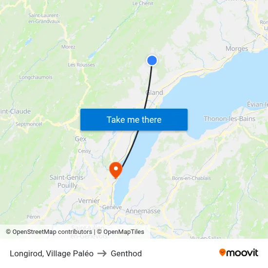 Longirod, Village Paléo to Genthod map