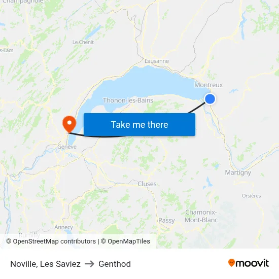 Noville, Les Saviez to Genthod map