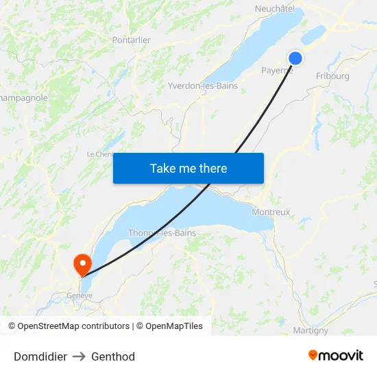 Domdidier to Genthod map