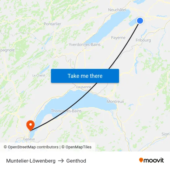 Muntelier-Löwenberg to Genthod map