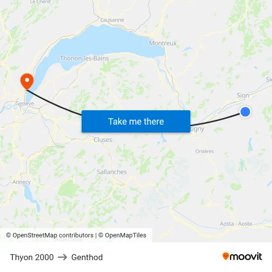 Thyon 2000 to Genthod map