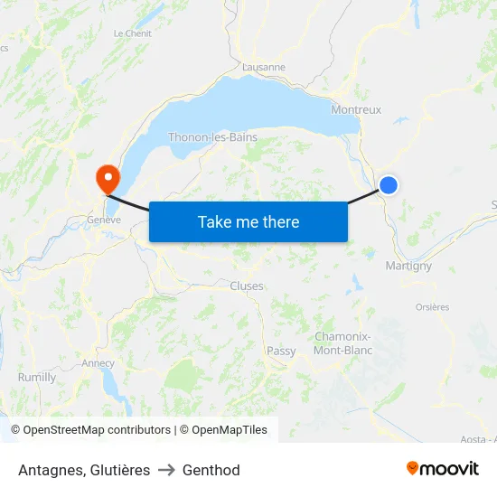 Antagnes, Glutières to Genthod map
