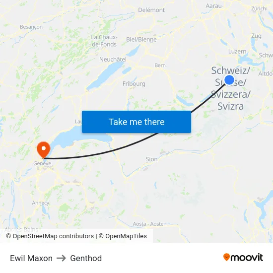 Ewil Maxon to Genthod map