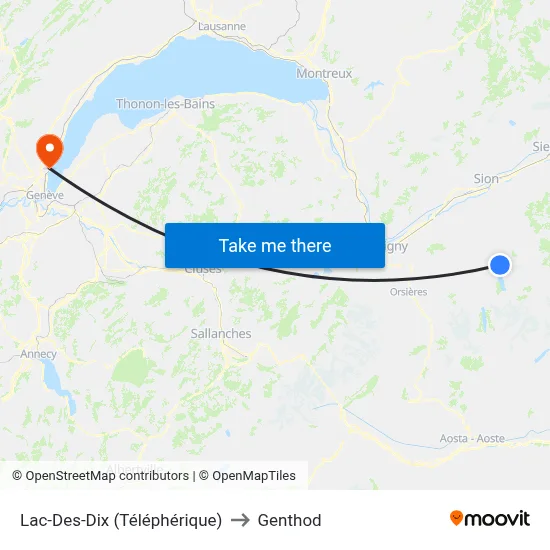 Lac-Des-Dix (Téléphérique) to Genthod map