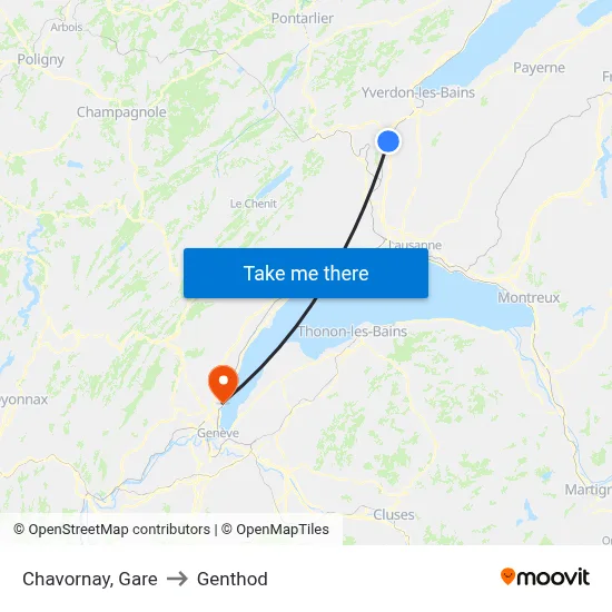 Chavornay, Gare to Genthod map