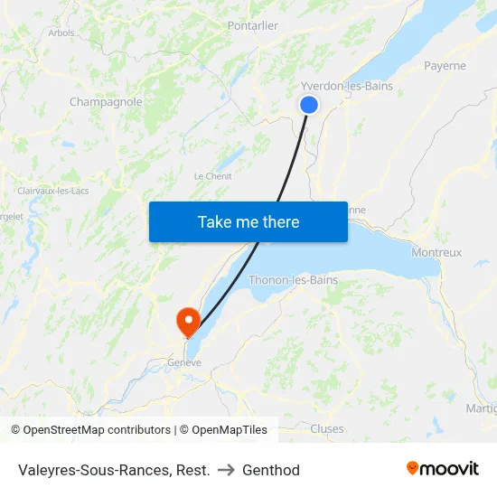 Valeyres-Sous-Rances, Rest. to Genthod map