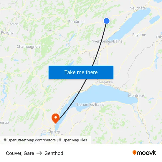 Couvet, Gare to Genthod map