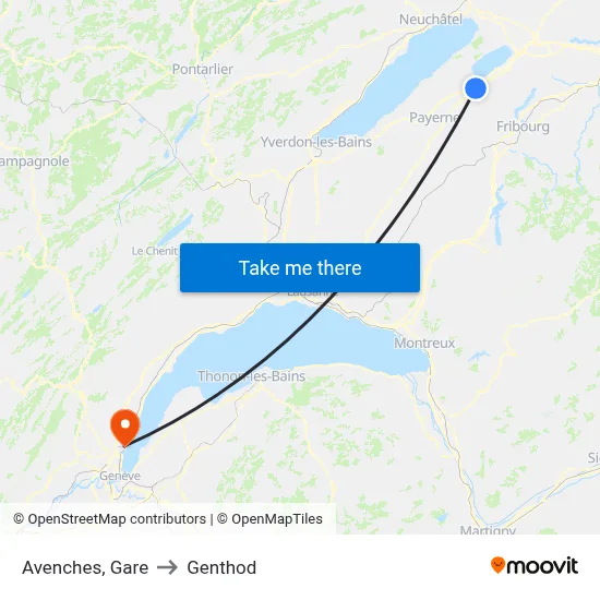 Avenches, Gare to Genthod map