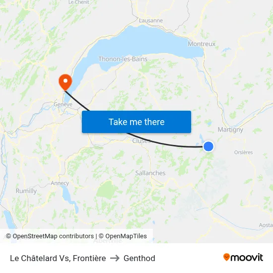 Le Châtelard Vs, Frontière to Genthod map