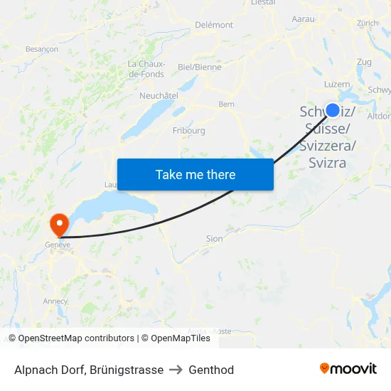 Alpnach Dorf, Brünigstrasse to Genthod map