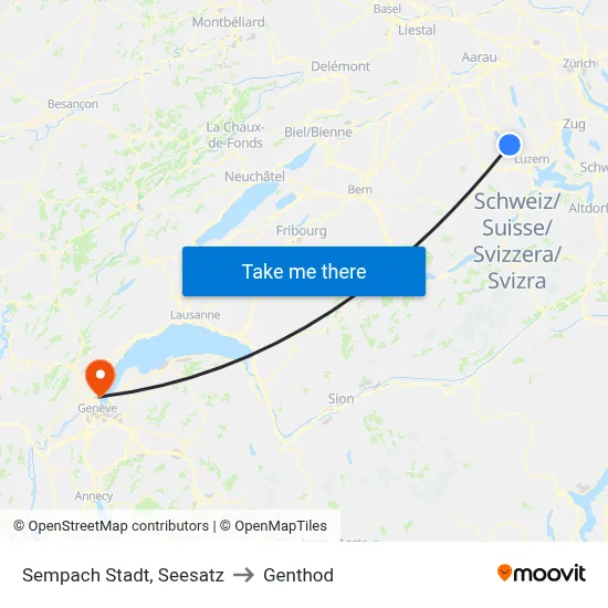Sempach Stadt, Seesatz to Genthod map
