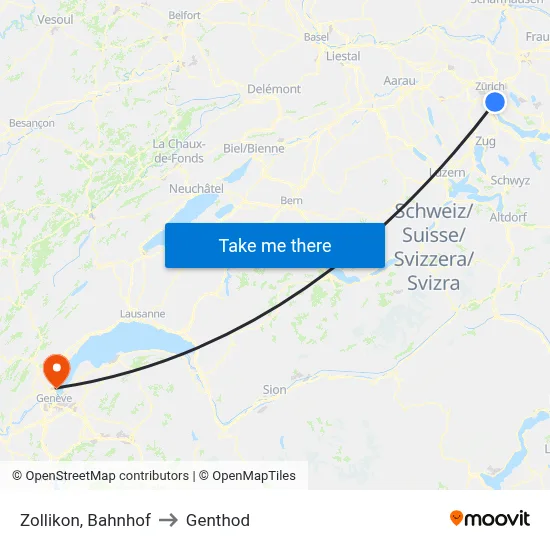 Zollikon, Bahnhof to Genthod map
